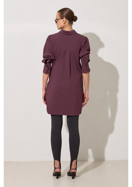 Bordo %100 Pamuklu Belden Bağlama Detaylı Uzun Kollu Gömlek indirimleri