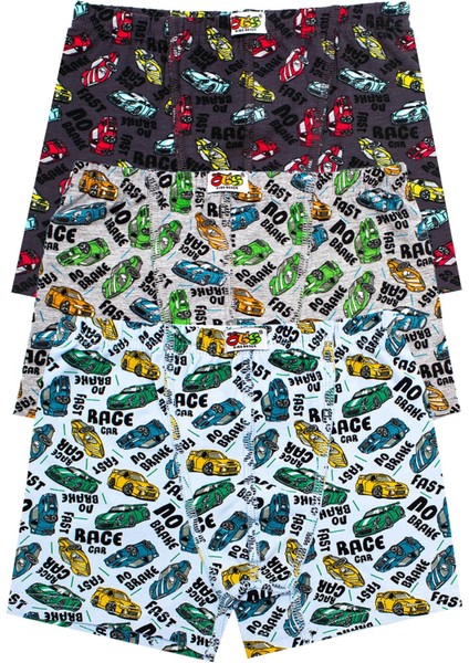 Erkek Çocuk Boxer 3'lü Baskılı (%96 Pamuk - %4 Elastan)