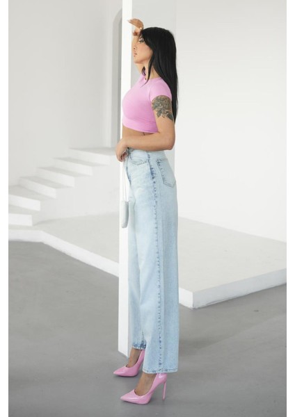 Kadın Buz Mavisi Skater Jeans Yüksek Bel modelleri