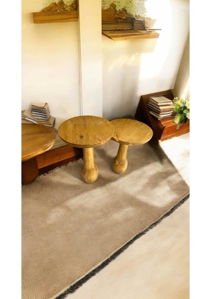 Rustik Tasarım Doğal Masif Ahşap 2’li Yan Sehpa Seti – Tütün Renk Zigon Model fiyatları