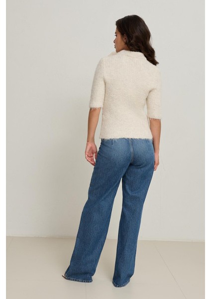 Açık Bej Fiyonk Detaylı Kısa Kollu Triko indirimleri