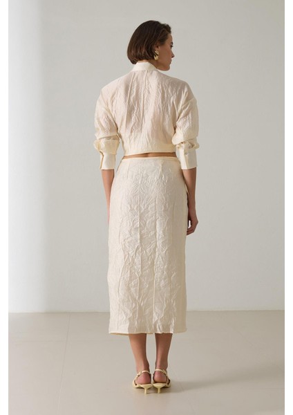 Krem Bağlama Detaylı Midi Boy Crush Detaylı Etek fiyatları