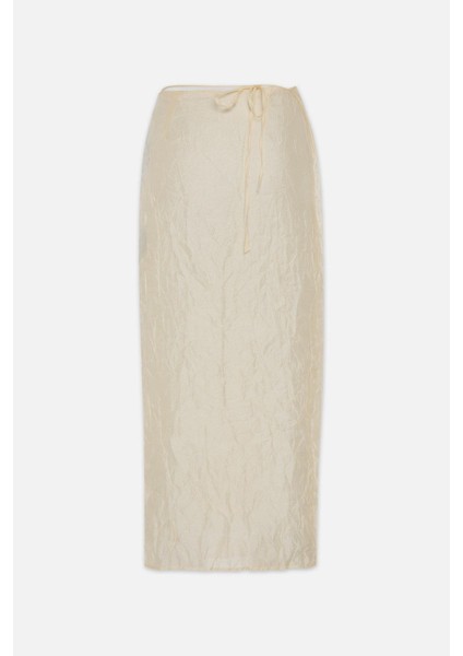 Krem Bağlama Detaylı Midi Boy Crush Detaylı Etek fırsatları