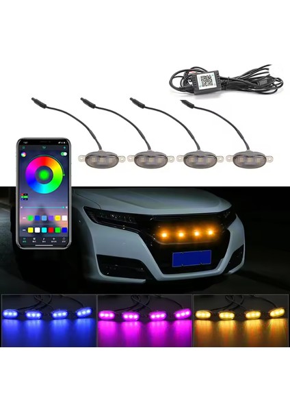 Rgb Araba Iç Panjur Aydınlatma App Kontrolü 12 V LED Izgara Işığı Kumandalı