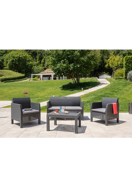 Matilde 4 Kişilik Rattan Antrasit Oturma Grubu fiyatları