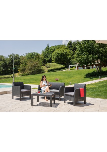 Matilde 4 Kişilik Rattan Antrasit Oturma Grubu modelleri