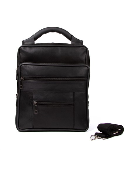 Erkek Hakiki Deri Günlük Omuz Ve El Çantası (22X27 CM) - new099 - Siyah