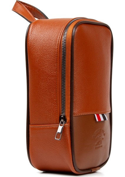 Erkek Deri Portföy Clutch Traş Kozmetik Bakım ve Günlük El Çantası NEWPOLO168 - Taba fiyatları