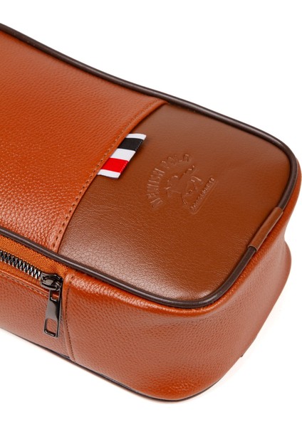 Erkek Deri Portföy Clutch Traş Kozmetik Bakım ve Günlük El Çantası NEWPOLO168 - Taba fırsatları