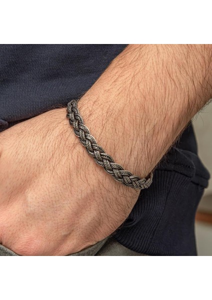 Saç Örgüsü Hasır 925 Gümüş Bileklik Künye