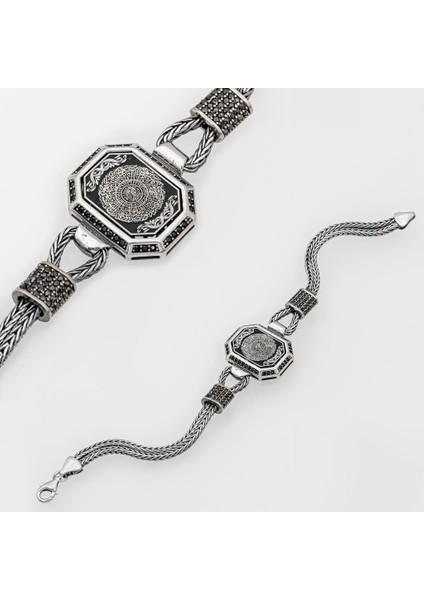 Inşirah Suresi Hat Yazılı 925 Ayar Gümüş Erkek Bileklik fiyatları