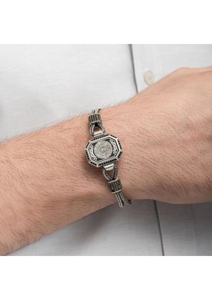 Inşirah Suresi Hat Yazılı 925 Ayar Gümüş Erkek Bileklik modelleri