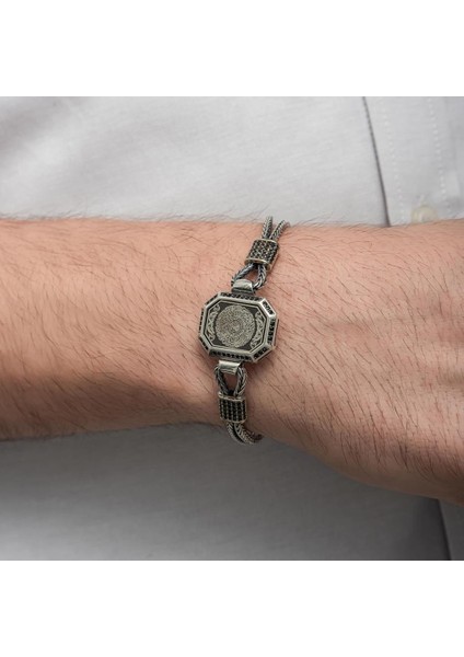 Inşirah Suresi Hat Yazılı 925 Ayar Gümüş Erkek Bileklik fırsatları