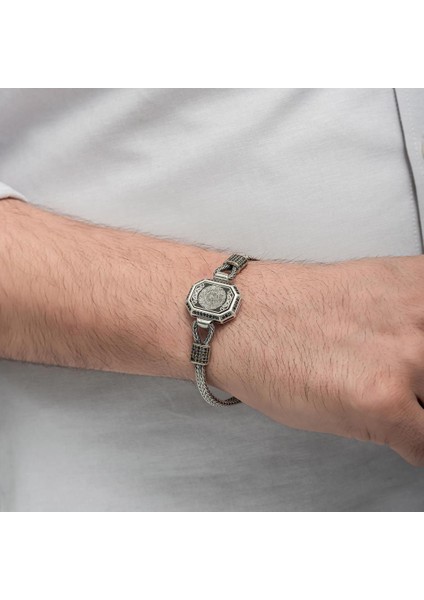 Inşirah Suresi Hat Yazılı 925 Ayar Gümüş Erkek Bileklik indirimleri