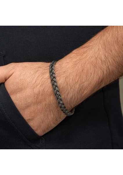 Saç Örgüsü Hasır 925 Gümüş Bileklik Künye