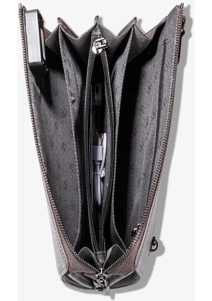 Trace Parmak Izi Okuyucu Hakiki Deri Kişiye Özel İsim Baskılı El Çantası