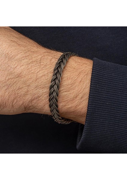 Saç Örgüsü Hasır 925 Gümüş Bileklik Künye