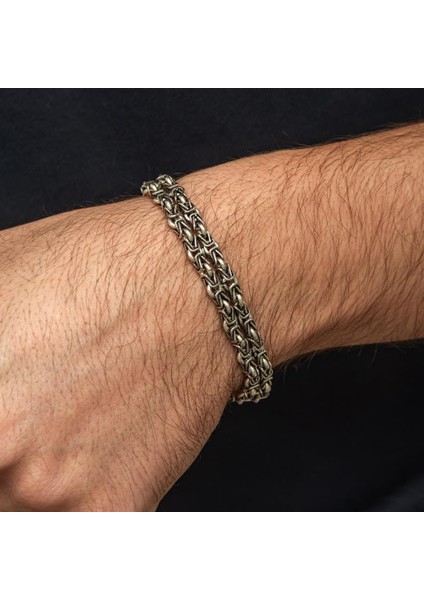 Çift Kral Zincir Desenli 925 Ayar Gümüş Erkek Bileklik fiyatları