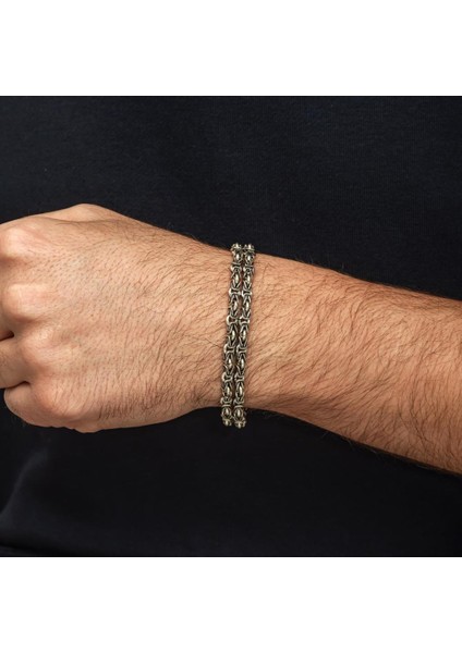 Çift Kral Zincir Desenli 925 Ayar Gümüş Erkek Bileklik modelleri