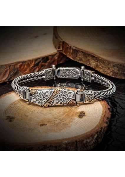 Yeni Tasarım Elişi 925 Ayar Gümüş Erkek Bileklik