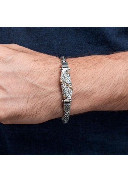 Yeni Tasarım Elişi 925 Ayar Gümüş Erkek Bileklik fırsatları