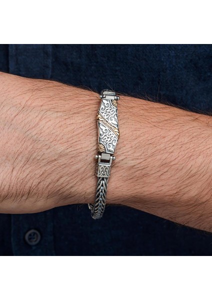 Yeni Tasarım Elişi 925 Ayar Gümüş Erkek Bileklik indirimleri