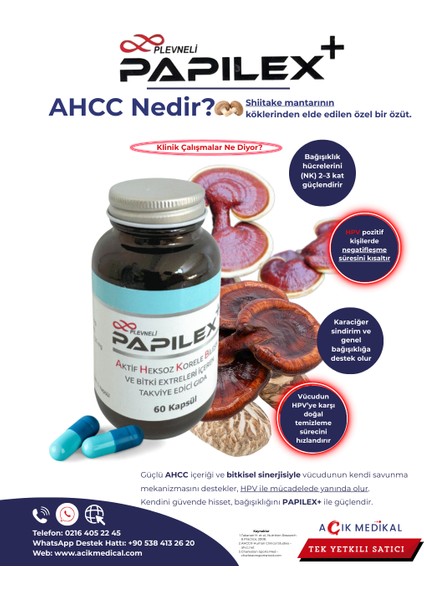 AHCC, EGCG PAPILEX+ Bitki Ekstreleri İçeren Takviye Edici Gıda indirimleri