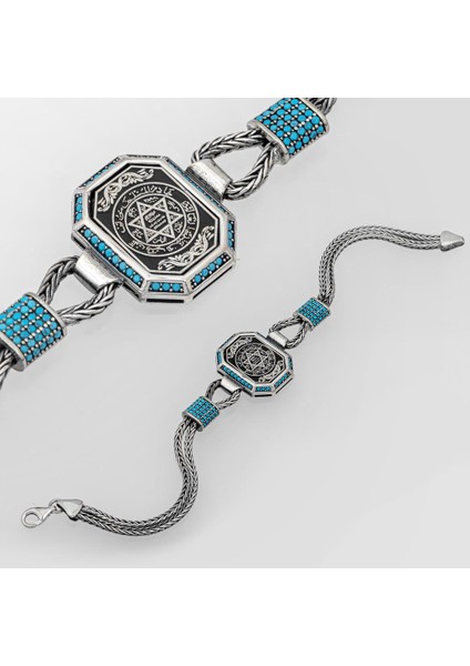 Hz.süleyman Mührü Işlemeli 925 Ayar Gümüş Erkek Bileklik fiyatları