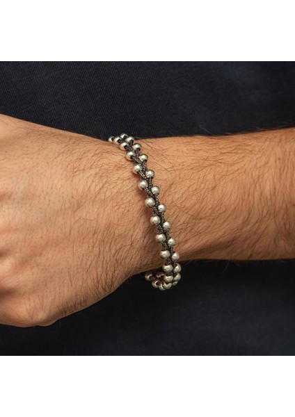 Top Suyolu Motif 925 Ayar Gümüş Erkek Bileklik fırsatları