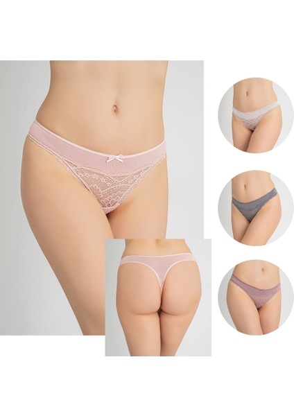 Kadın Dantellı Tanga 4'lü Paket