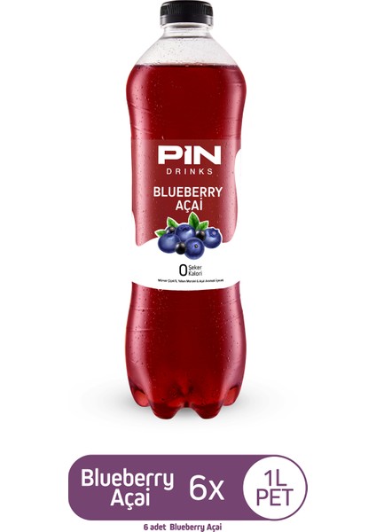 Blueberry Açai - Şekersiz & Kalorisiz 1 Litre x 6 Adet