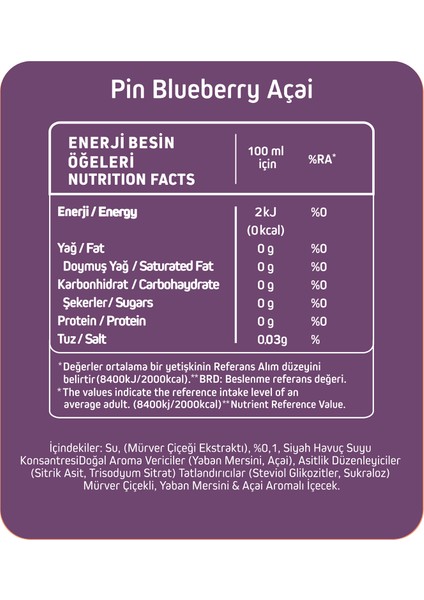 Blueberry Açai - Şekersiz & Kalorisiz 1 Litre x 6 Adet fiyatları