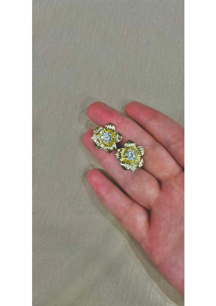 Kadın Işıltılı Taşlı Yapraklı Yonca Küpe Paslanmaz fiyatları