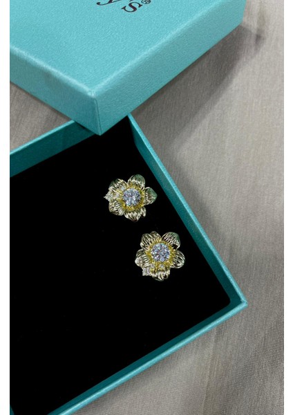 Kadın Işıltılı Taşlı Yapraklı Yonca Küpe Paslanmaz modelleri