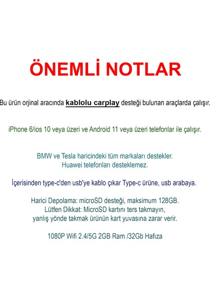 GA70 Kablosuz Carplay Android ve Apple Için Youtube Netflix ve Google Play Destekli 4 Çekirdekli Akıcı Fullhd 1080P Wifi 2.4/5g 2GB/32GB fiyatları
