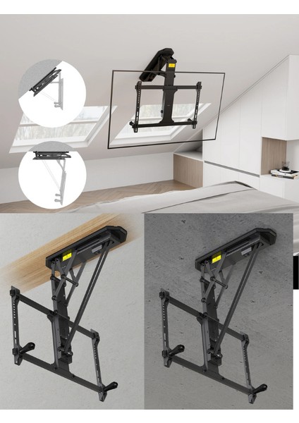 Motorlu Katlanır Tavan Tipi Tv Askı Aparatı (37"-75") – Akıllı Uzaktan Kumandalı modelleri