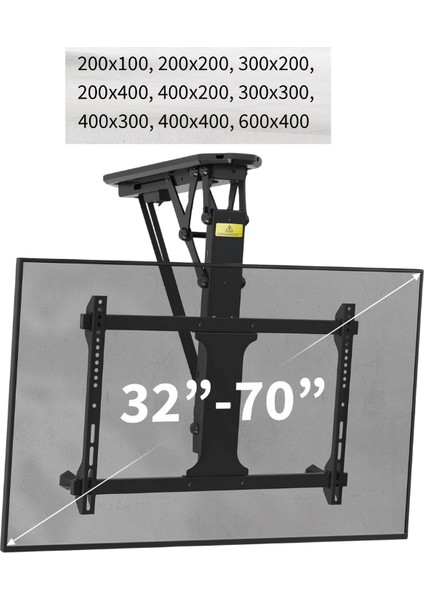 Motorlu Katlanır Tavan Tipi Tv Askı Aparatı (37"-75") – Akıllı Uzaktan Kumandalı indirimleri
