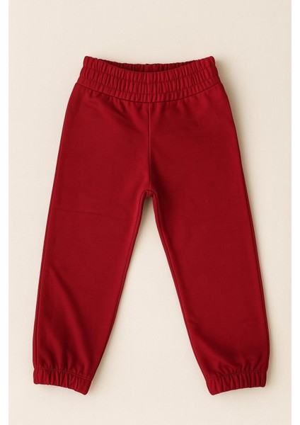 Kız Çocuk %100 Pamuk Beli ve Paçası Lastikli Eşofman Altı - Bordo (3-4 Yaş 8-9 Yaş) fiyatları