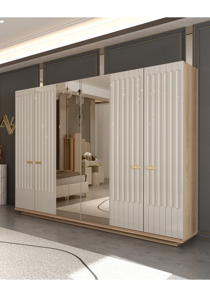 Armony Modern 6 Kapaklı Aynalı Gardırop (Dolap)