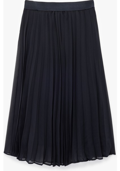 Midi Boy Ince Piliseli Şifon Etek