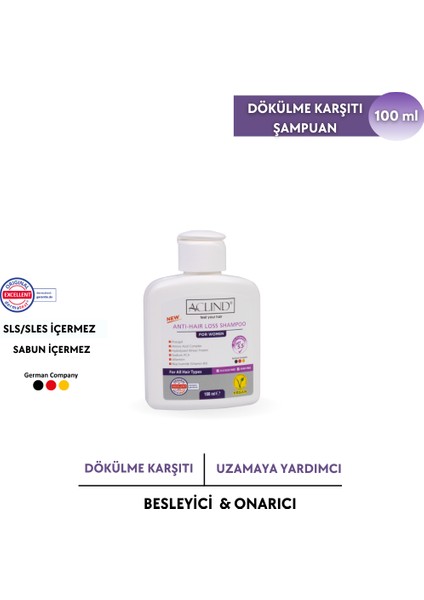 Aclınd® Antı-Haır Loss Shampoo Kadın Saç Bakım Şampuanı 100 ml
