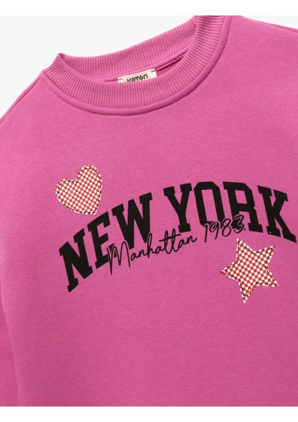 Bisiklet Yaka Uzun Kollu Baskılı Şardonlu Sweatshirt modelleri