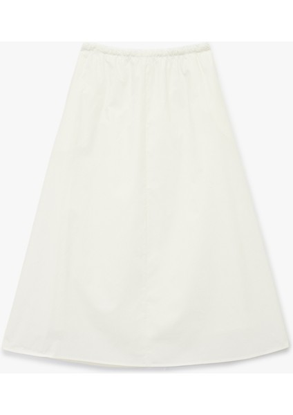 Pamuklu Astarlı Rahat Kalıp Yüksek Bel Poplin Kloş Etek fiyatları