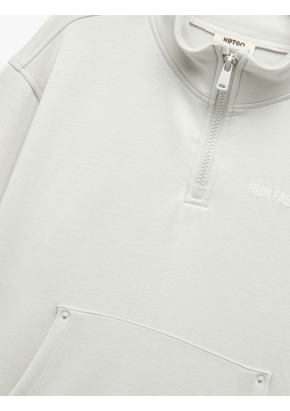 Yarım Fermuarlı Kanguru Cepli Uzun Kollu Dik Yaka Oversize Sweatshirt modelleri