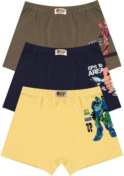 Erkek Çocuk Boxer 3'lü Baskılı (%96 Pamuk - %4 Elastan)