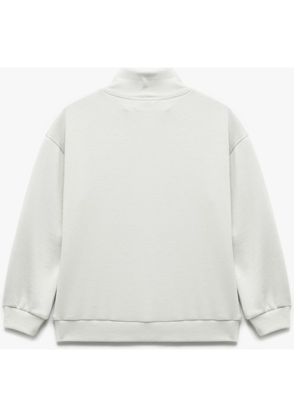 Yarım Fermuarlı Kanguru Cepli Uzun Kollu Dik Yaka Oversize Sweatshirt fiyatları