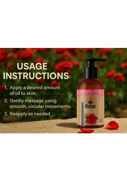Gül Aromalı Yenilir Vücut Masaj Yağı 120 ml