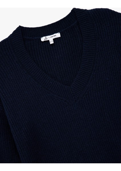 Uzun Kollu V Yaka Triko Kazak modelleri