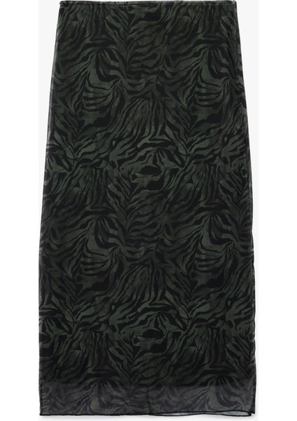 Tül Midi Kalem Leopar Etek