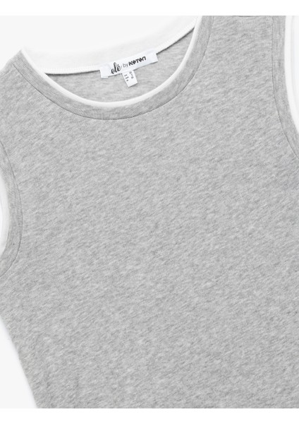Slim Fit Bisiklet Yaka Biyeli Kolsuz Bluz modelleri